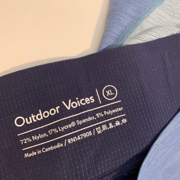 Outdoor Voices Zoom Techsweat Multi Blue Colorblock Leggings XL - Picture 5 of 6